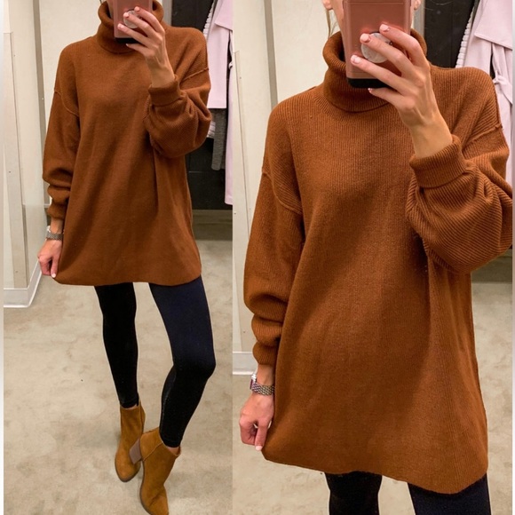 Free People Softly Structured Cowl Neck Terracotta Brown Relaxed Fit Sweater XS - Picture 3 of 10